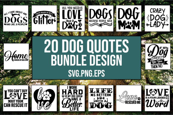 20 Dog Designs Bundle for Graphics and Crafts