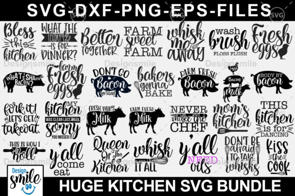 Huge Kitchen Bundle Graphics for Crafts and Branding