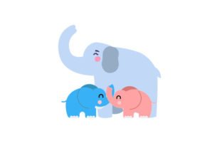 Mom and 2 Baby Elephants Craft Design