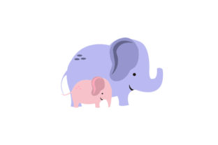 Mom and Baby Elephant Holding Tails Crafts for Animals