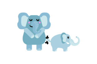 Mom Baby Elephant Holding Tails Crafts